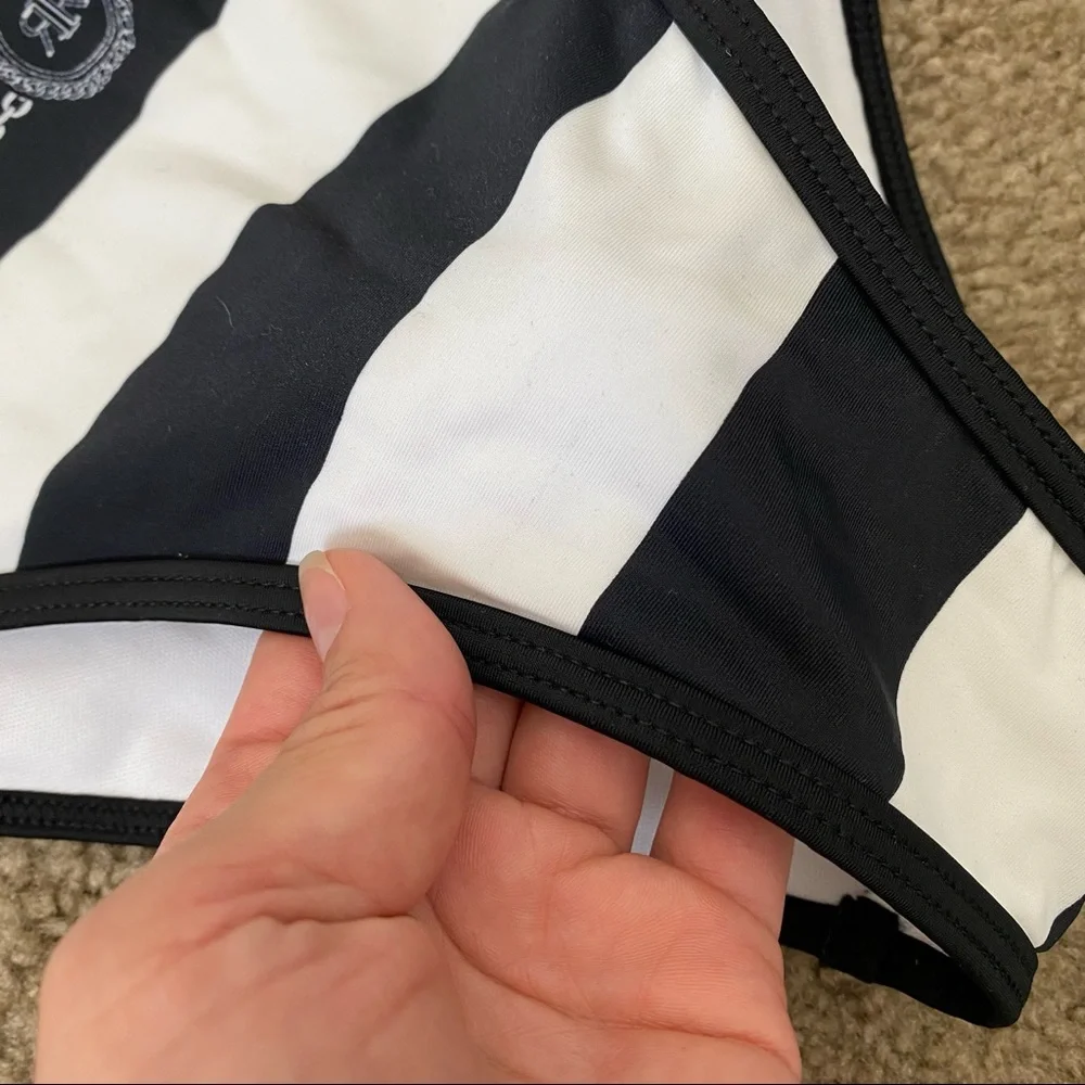River Island Black and White Striped One-Piece Swimsuit